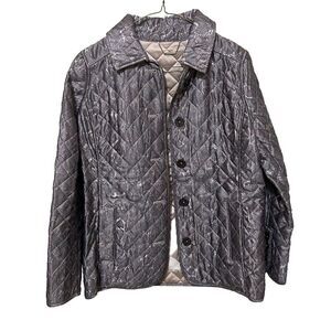 CHICO'S Women's Jacket Coat Taupe Quilted Metallic Python Size 0 or 4/6
